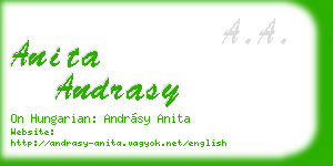 anita andrasy business card